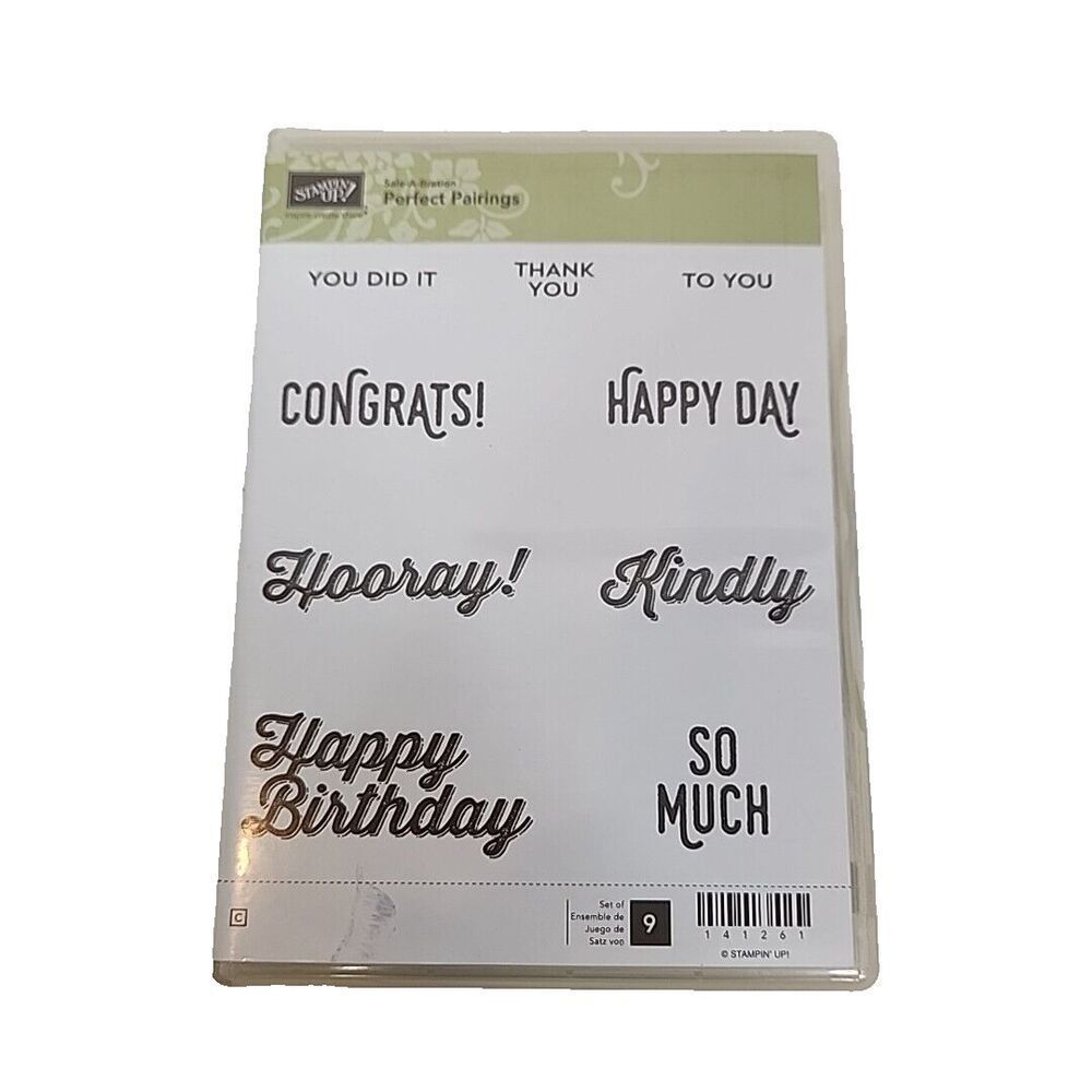 Stampin' Up! Stamp Set PERFECT‎ PAIRINGS Set of 9 141261 Thank You Congrats Bday